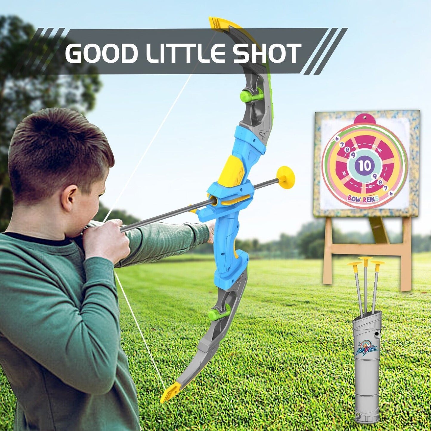 Bow & Arrow Toy Set, LED-lit Archery Toy,10 Suction Cup Arrows, Targets And Arrow Holders, Indoor And Outdoor Children's Toys Suitable For Boys And Girls.Logistics Is Randomly Sent By UPS,USPS,FEdex