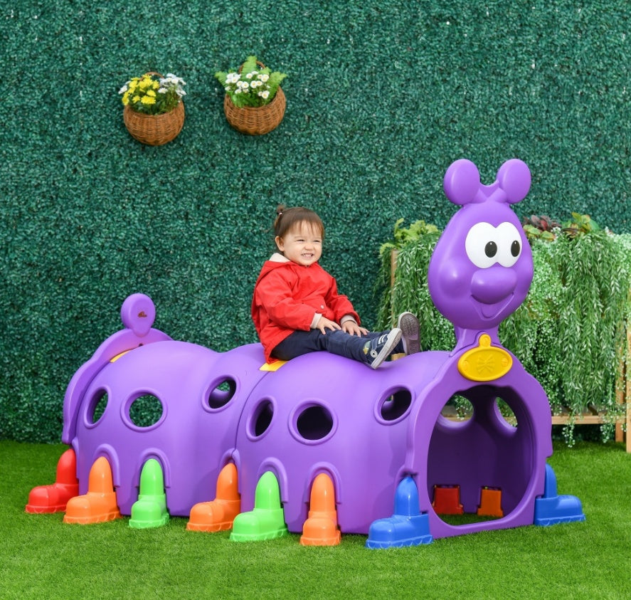 2 Sections Kids Climbing Tunnel For Indoor Outdoor Climb & Crawl Toy Play Structure For 3-6 Years Old Boys Girls, Purple