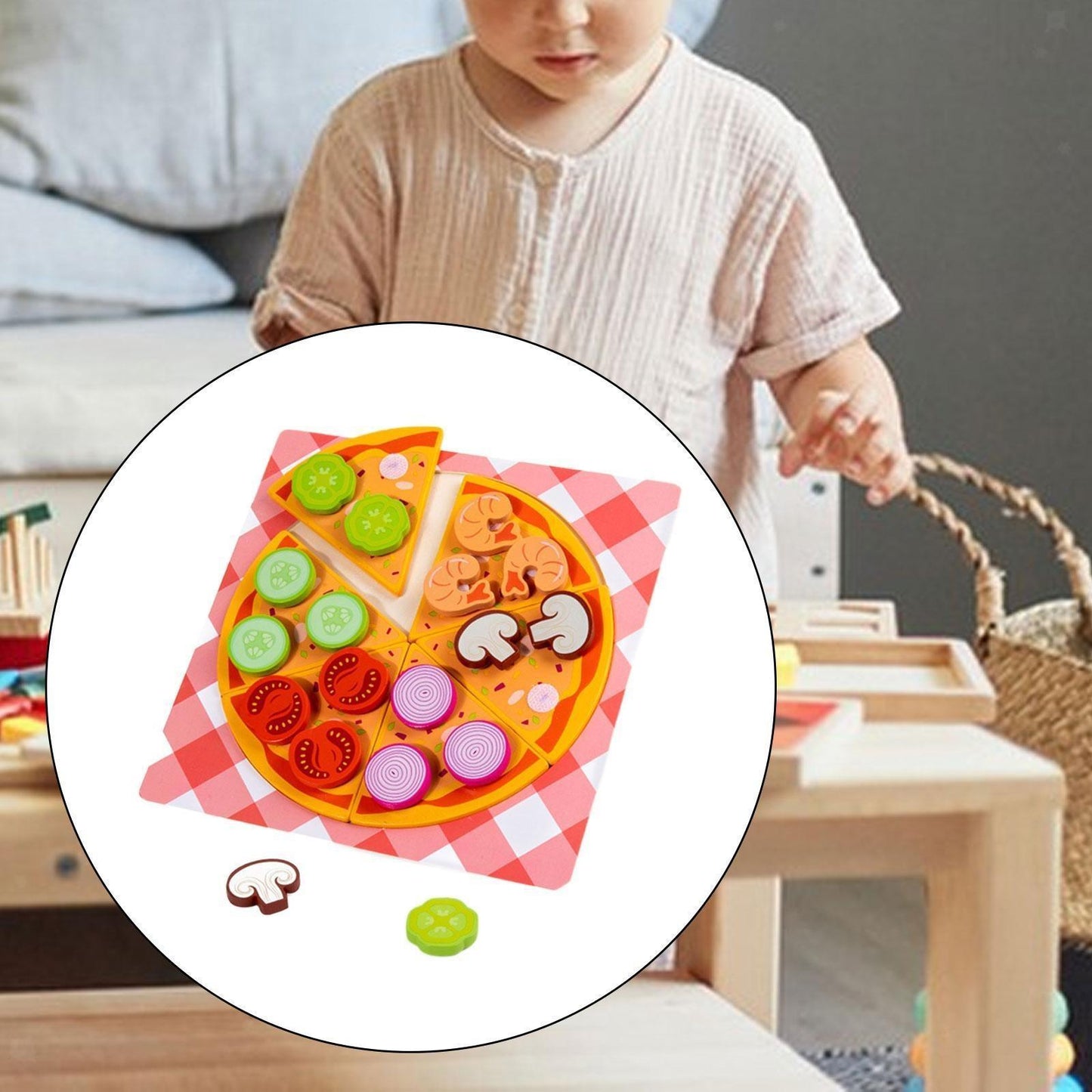 Children's Pizza Building Blocks, Educational Toys, Cute Food Shapes, Creative Assembly Gifts, Improve Concentration, Safe And Environmentally Friendly, Parent-child Interactive Early Childhood Educat